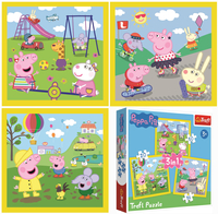 Świnka Peppa, Puzzle 3-w-1, Zabawy na dworze