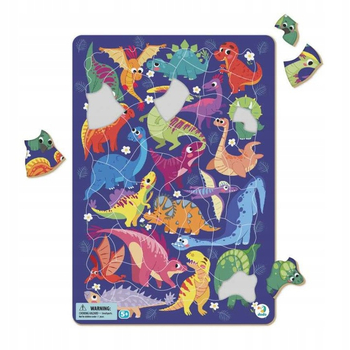 Puzzle ramkowe z dinozaurami, 53 el., Dodo