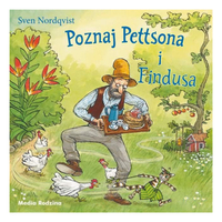 Pettson i Findus, Książka opowiadanie z ilustracjami, Poznaj Pettsona i Findusa, twarde kartonowe strony, 14 stron