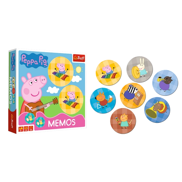 Trefl, Świnka Peppa, gra pamięciowa Memos, 36 el.,  dla dzieci w wieku 3+