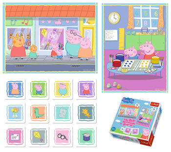 Świnka Peppa, zestaw 2 x puzzle i gra pamięciowa Memos, Trefl, idealny pomysł na prezent, dla dzieci w wieku 3+