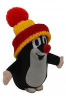 Mu Brno, Maskotka pluszowa Krecik w czerwono-żółtej czapeczce 13 cm, miły plusz, pluszak ręcznie wykonany w Czechach, wiek dziecka 0+