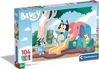 Bluey, Puzzle dla dzieci, Plac zabaw, 104 el. wymiary obrazka 38 x 27 cm, seria Super Color, wiek 6+, wyprodukowane we Włoszech