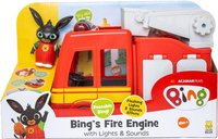 Królik Bing, Duży samochód strażacki z figurką Binga, efekty świetlne i dźwiękowe, zabawka idealna dla fanów bajki, pojazd oryginalny, na licencji, wiek dziecka 18m+