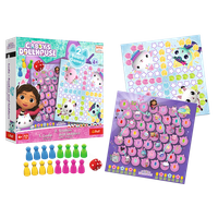 Koci Domek Gabi, Gabby's Dollhouse, Gra planszowa 2-w-1 Chińczyk oraz Węże i Drabiny, rozrywka dla całej rodziny, od 2 do 4 graczy, wiek dziecka 4 lat+