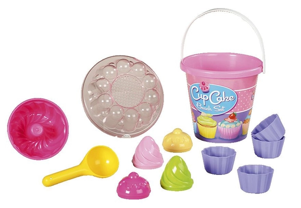 Androny, Zestaw do piasku, Różowe wiaderko, foremki, łopatka 15, włoski producent, wysoka jakość