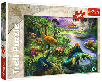 Trefl Puzzle dla dzieci Dinozaury nad rzeką 260 el. duży obrazek 60x40 cm