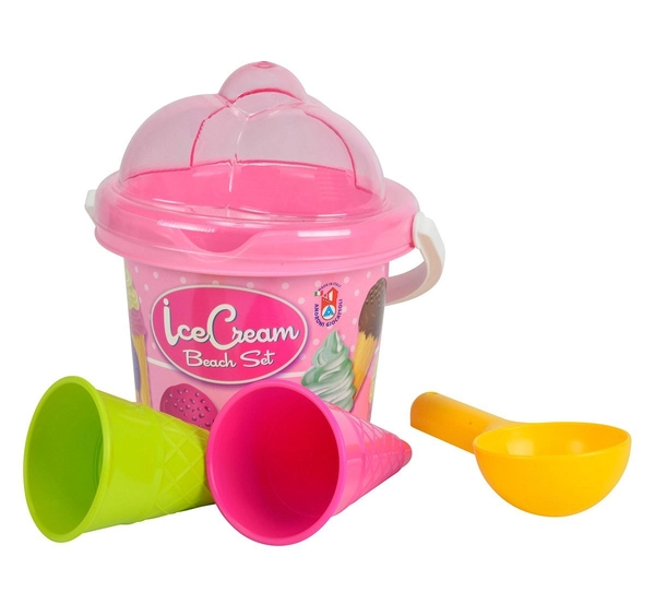 Androni, Włoskie zabawki do piasku Mini zestaw lodowy, różowy, 4 el. wysokiej jakości  plastik, bezpieczny dla dzieci