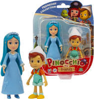 Pinokio i przyjaciele, figurki 2-pak, Pinokio i Wróżka Błękitka, zestaw 2 figurek, można ruszać kończynami, od renomowanego producenta, oryginalne licencyjne zabawki, dla dzieci w wieku 3+